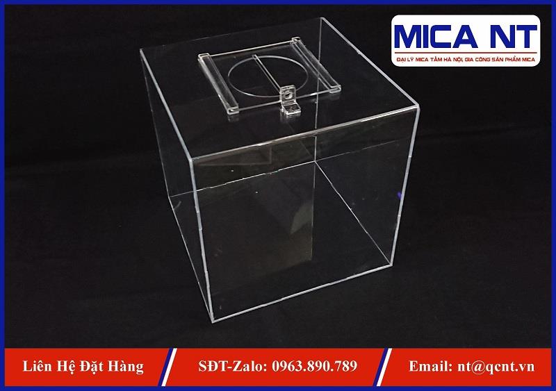 Hòm Phiếu Thùng Phiếu Mica Vuông 20 cm dày 2 mm