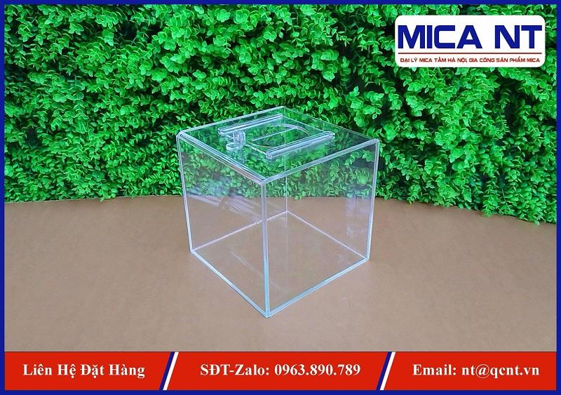 Hòm Phiếu Thùng Phiếu Mica Vuông 20 cm dày 5 mm