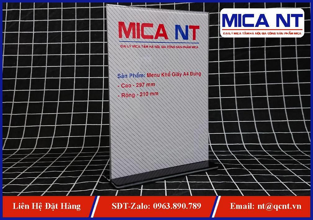 Kệ Menu Mica Đế Bằng Khổ A4 Đứng